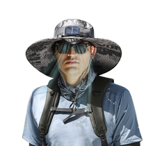 Hat Mens Summer Mountaineering and Fishing Anti-UV Sun Shade Fishermans Hat Outdoor Sun Protection Solar Charging Fan Hat