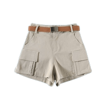 Khaki workwear denim shorts for women summer new high-waisted slim a-line wide-leg pants hot pants for hot girls