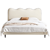 Quanyou Home French retro style cat claw leather bed bedroom 2024 new soft package ripple double bed 116086