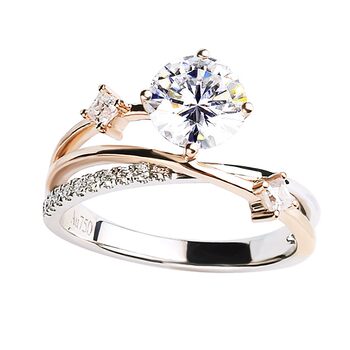 Cultured diamond 18k gold ring niche star two-color