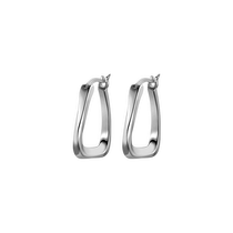 (Self-operated) British DAISY BEAUTY Silver Oval Earrings Womens Silver Hoop Earrings Simple Temperament Daily Style