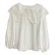 Loose and sweet baby doll collar puff sleeve shirt for women with long sleeves