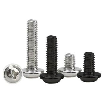Nickel-plated round head cross machine screw round head strap