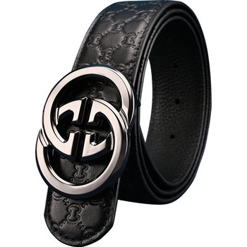Men's new leather belt with inner buckle and inner wear belt