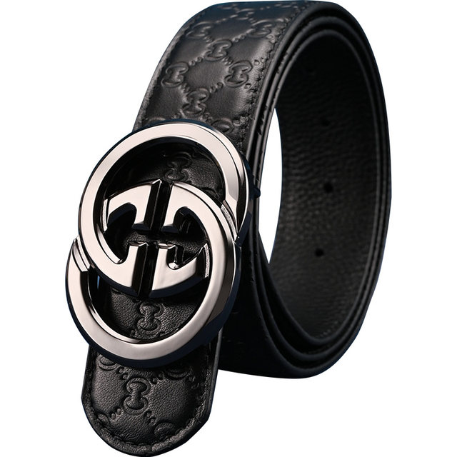 Men's new leather belt with inner buckle and inner wear belt
