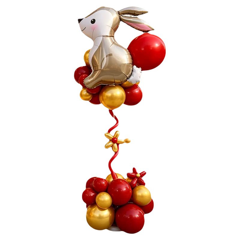 Mid-Autumn Festival decoration bunny balloon pillar road guide 4S store event store entrance National Day atmosphere scene layout