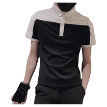 Lapel short-sleeved POLO shirt simple summer Korean style fashionable slim half-sleeved T-shirt black and white trendy brand youth tops