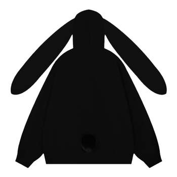 JIANYINZ design bunny ears cute hooded cardigan sweatshirt for men and women autumn and winter lazy style coat couple