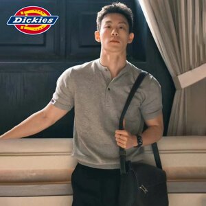 Dickies美式健身亨利领短袖polo衫男款夏季运动显肌肉重磅半袖衫