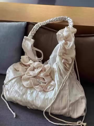 Fairy Oil Painting Bag, Handmade Shoulder Bag, Large Capacity, Fairy Crossbody Bag, Retro Pleated Bag