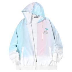 GENANX ແຟຊັ່ນຟ້າຜ່າຍີ່ຫໍ້ hooded cardigan sweatshirt gradient ສີ graffiti ໃຫມ່ versatile ແນວໂນ້ມແຫ່ງຊາດໃນຕົ້ນພາກຮຽນ spring ເສື້ອຄູ່ຜົວເມຍ