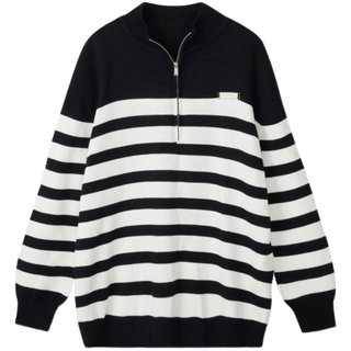 PCLP metal striped zipper sweater