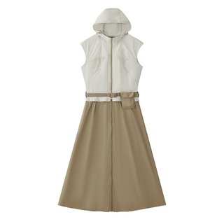 FILA FUSION斐乐潮牌女梭织连衣裙2025夏季新款新机服连帽无袖裙