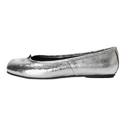 Silver cracked soft-soled split-toe shoes for women, Korean version, comfortable shallow mouth, niche flat shoes, versatile horseshoe ballet shoes