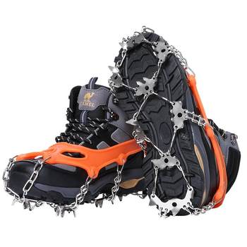 Outdoor crampons 13 teeth stainless steel welded anti-slip shoe covers snow claw mountain climbing equipment adult ice grip shoe nail chain