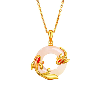 Laofengxiang koi safety buckle necklace women's new style