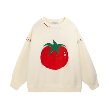 Httaosup round neck tomato tomato embroidered sweater Httaosup round neck tomato tomato embroidered sweater