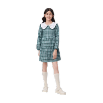 Balabala Childrens Dress Girls Spring College Style Doll Collar Big Childrens Fashionable Sweet Exquisite Plaid Skirt