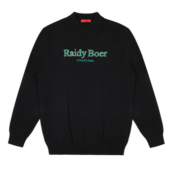 Radibol Men's Knitted Sweater 2023 Autumn and Winter New Collar Half-High Collar Three-dimensional Offset Lettering Pullover Top for Men