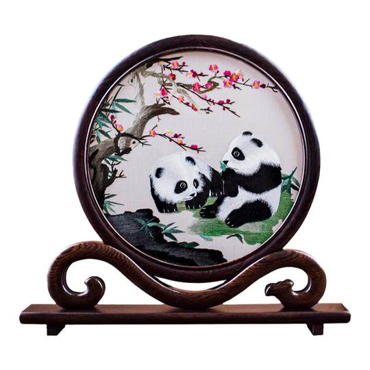 Qingfengya embroidered panda ornament double-sided embroidery