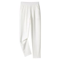 White pants womens summer thin 2024 new popular high-waist slim cotton and linen womens pants linen ice silk harem pants