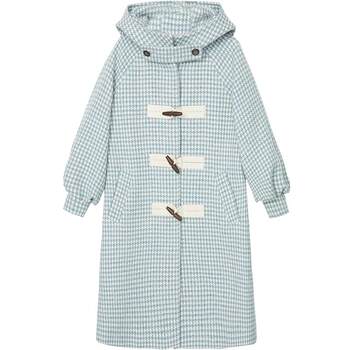 Oece autumn and winter new women's houndstooth woolen coat mid-length winter woolen coat