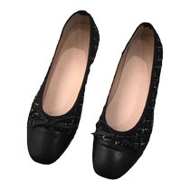 Bean Bean Shoes Women Fall 2024 New style Temperament Small Balsamic Wind Flat Base Shallow mouth Gentle Beans Bean Ladle Shoes Single Shoes