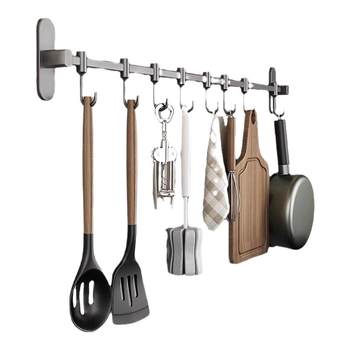 Kitchen hook without punching hanging rod kitchen storage rack spatula spoon rack stainless steel hook wall-mounted storage