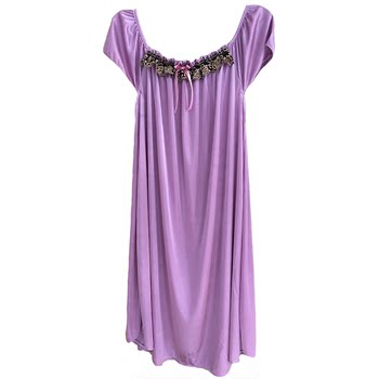 Pajamas for women summer ice silk short-sleeved sexy summer nightgown for fat MM ພິເສດໄຂມັນບວກຂະຫນາດກາງແມ່ອາຍຸ 200 ປອນ