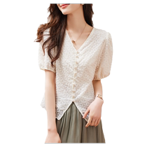 Temperament Lace Snowspinning Jersey Woman Summer Slim 2024 new short sleeves Ocean Gas Age Fashion Dont make a little sweatshirt