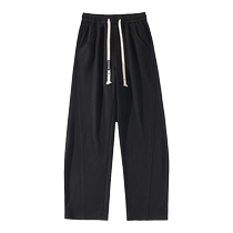 Black Scimitar Pants Mens Spring and Autumn Trendy Loose Straight Wide-leg Pants Autumn and Winter Velvet Thickened Casual Pants