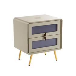 Yalan Bedside Table Modern Minimalist Small Storage Cabinet with Alloy Handle Light Luxury High-End Bedside Table
