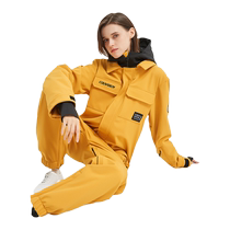 One-piece ski suit winter single board loose fit for men and women windproof waterproof warm workwear stylish silhouette suit for men and women