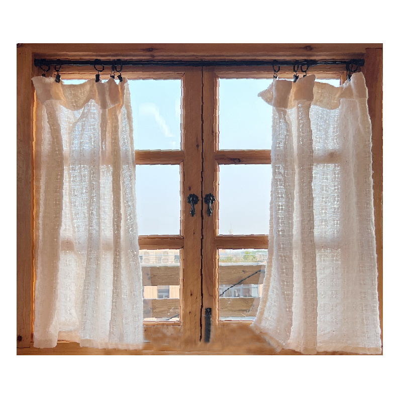 Japanese style cotton and linen curtains gauze curtains punch-free cotton window screens
