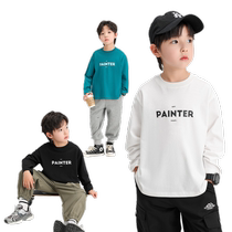 Zuoxi childrens clothing boys T-shirt long-sleeved spring pure cotton bottoming shirt 2024 new spring and autumn childrens white boy