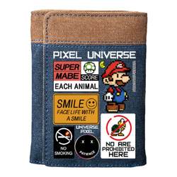 Super Mario Wallet Men's Canvas Vertical Style Fashion Trend Student Teenage Game Cartoon Animation Peripheral Card Bag