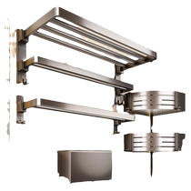 Bath towel rack high-end bathroom set integrated bathroom towel bar space aluminum thickened bath towel rack 3459