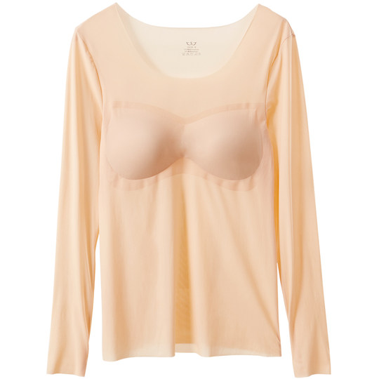 Nahtlose, ultradünne Muskelunterwäsche mit Brustpolstern für Damen im Herbst