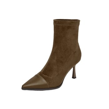 Daphne thin heel boots pointed toe suede short boots