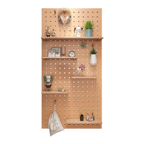 TBRCR solid wood hole board storage rack wooden wall hanging wall bookshelf partition storage rack hanging board wall rack