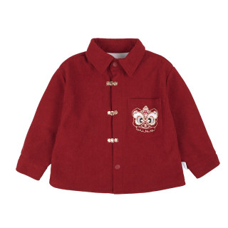 男童拜年服儿童冬季喜庆衣服过年年服2025新款加绒加厚衬衫中国风