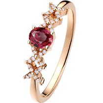 Lukfook Jewelry Ruby Ring 18k Gold Inlaid with Diamonds Women’s Color Gold Diamond Ring Pricing F48DSKR0005R