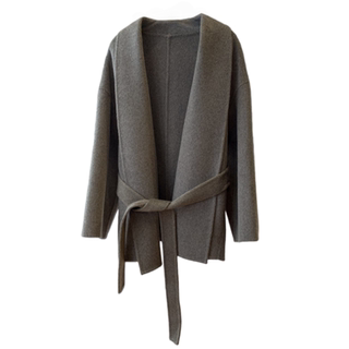 R*W家！柜上2W+!羊绒羊毛天丝双面呢!翻领系带收腰大衣短外套女冬