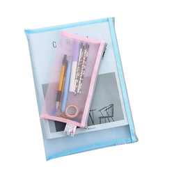 A5/A4 net yarn zipper bag Student office collection bag simple folder transparent bag data bag test roll bag clip