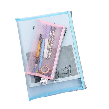Mesh student office file bag zipper bag for exams