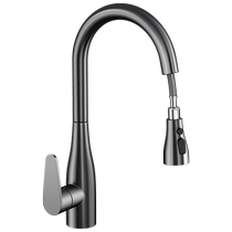 Refined copper home kitchen pull-out faucet telescopic sink special hot and cold dual-use 360-degree rotation 1822