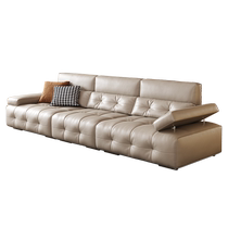 Yiluo Lawrence leather sofa living room Italian light luxury first-layer cowhide straight row three-person minimalist high-back sofa