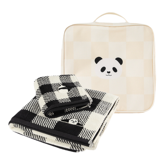 tbh野兽派家居熊猫嘭嘭丝100%丝柔纺新疆棉毛浴巾礼盒礼物*