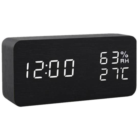 Wooden home thermometer and hygrometer indoor time display