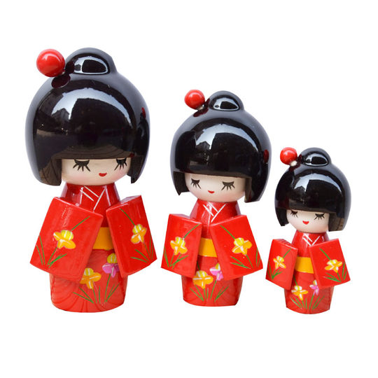 Japanese craft doll doll Japanese puppet Japanese humanoid New Year gift Japanese Geisha three-piece set multi-color